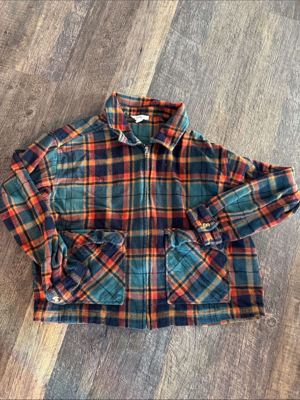 Flannel with zipper - hip crop